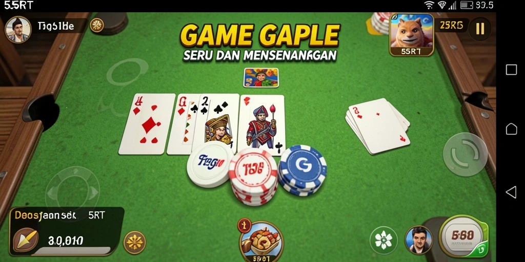 Gameplay seru Gaple di 55RT dengan antarmuka menarik.