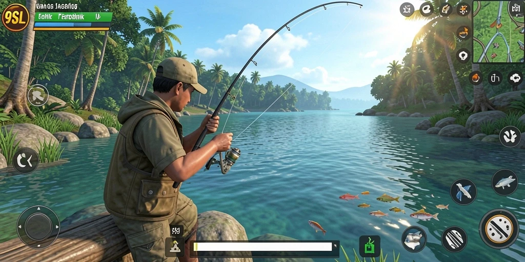 Gameplay memancing seru di 9SL dengan beragam ikan.