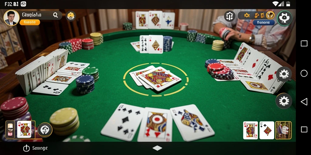 Tampilan screenshot utama F32 yang menunjukkan gameplay Gaple yang seru.