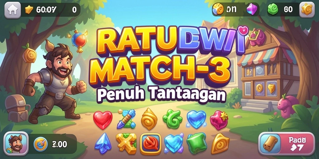 Tangkapan layar gameplay <strong>RATUDEWI</strong> yang menunjukkan keseruan mencocokkan elemen.