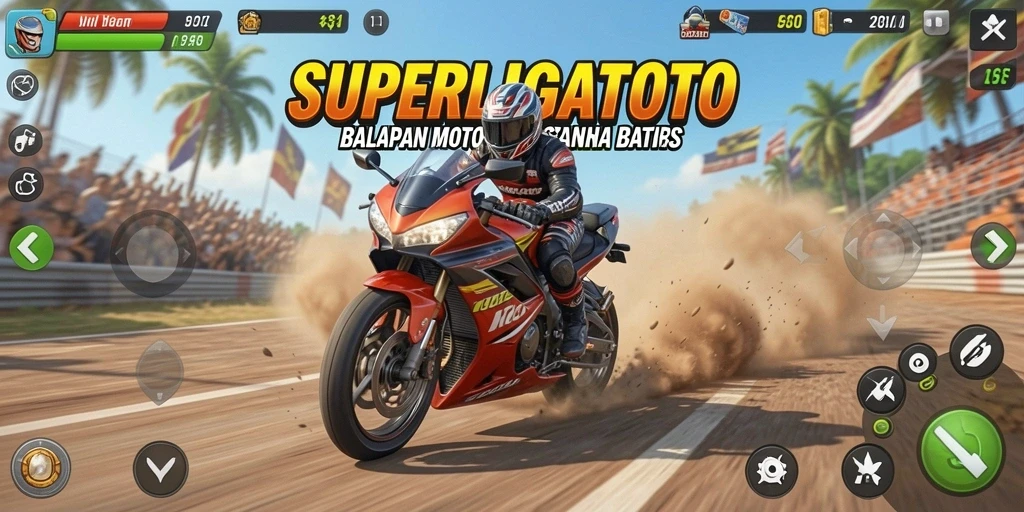 Tampilan menarik dari gameplay balap motor di SUPERLIGATOTO.